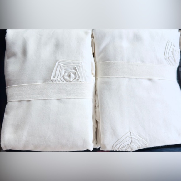 Pottery Barn LoveShackFancy White Embellished Rosette Euro Shams NWT Retail $178 - Picture 6 of 6